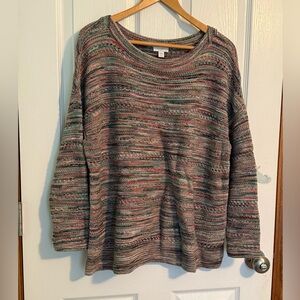 J. Jill Petite Colorful Stripy 100% Cotton Sweater Large Petite